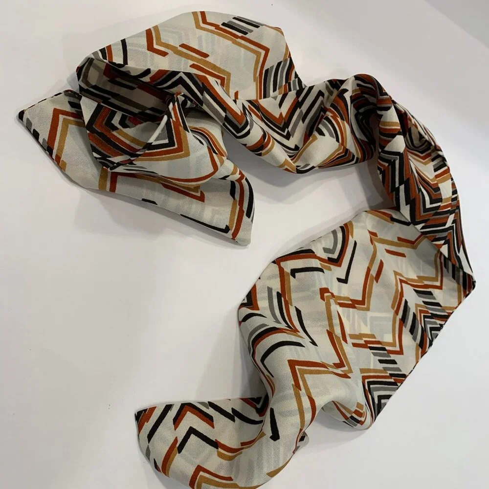 VTG Rectangular Fashion Scarf EUC Multicolor Chevron 60s 70s Retro Look